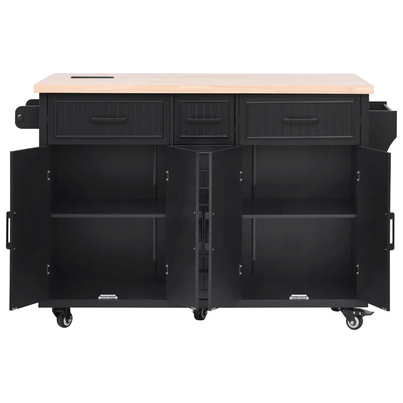 Merax Vertical Stripe Rolling Kitchen Cart on Wheels