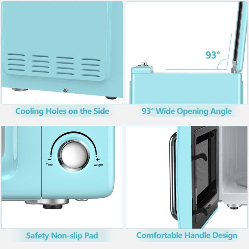 Costway 700W Retro Countertop Microwave Oven with 5 Micro Power and Auto Cooking Function