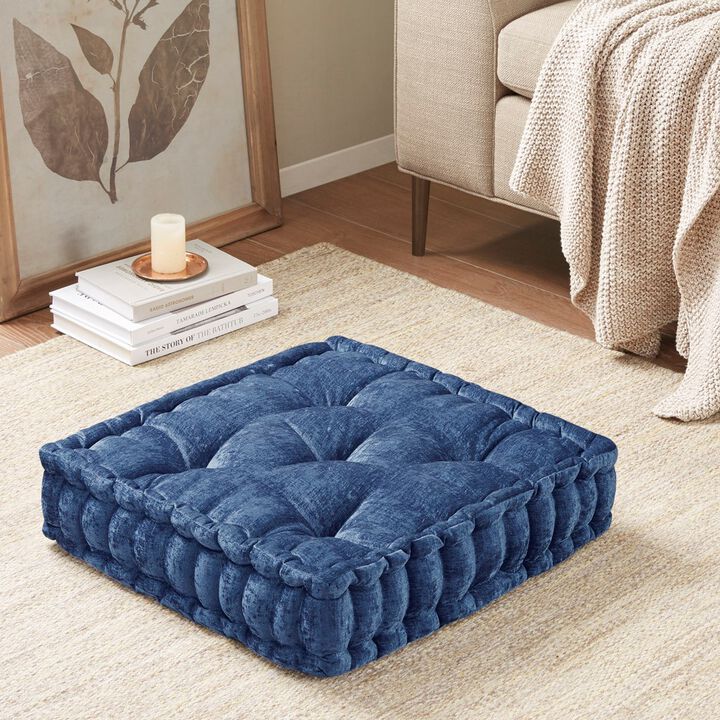 Gracie Mills Elara Textured Poly Chenille Square Floor Pillow Cushion