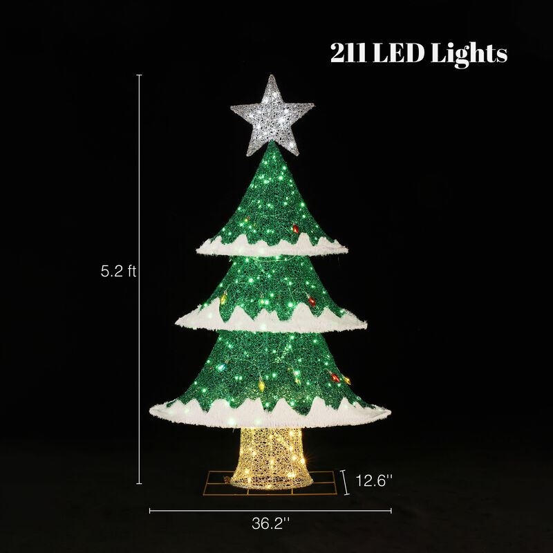 LuxenHome Lighted Green Christmas Tree Indoor and Outdoor Holiday Decoration