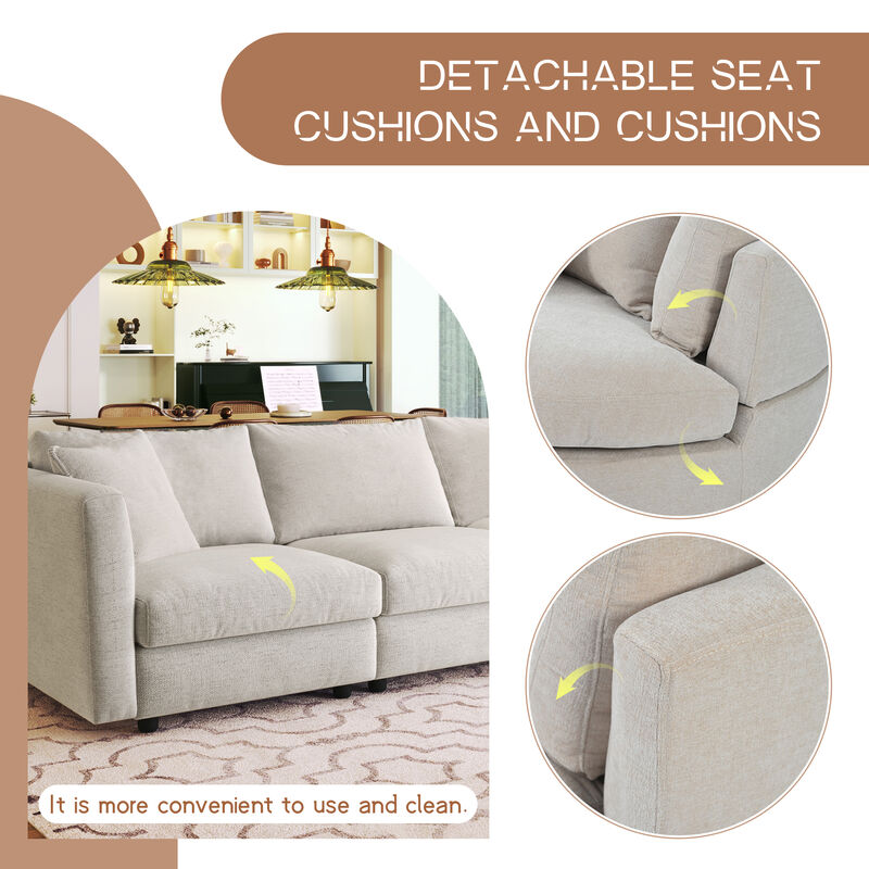 Merax Modern Fabric Sofa with Three Pillows