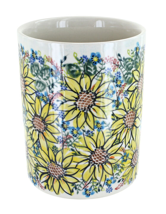 Blue Rose Polish Pottery Spring Blossom Utensil Jar