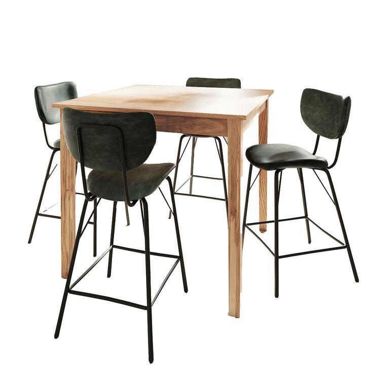 Jofran Colby Five Piece Square Solid Wood Counter Height Dining Set
