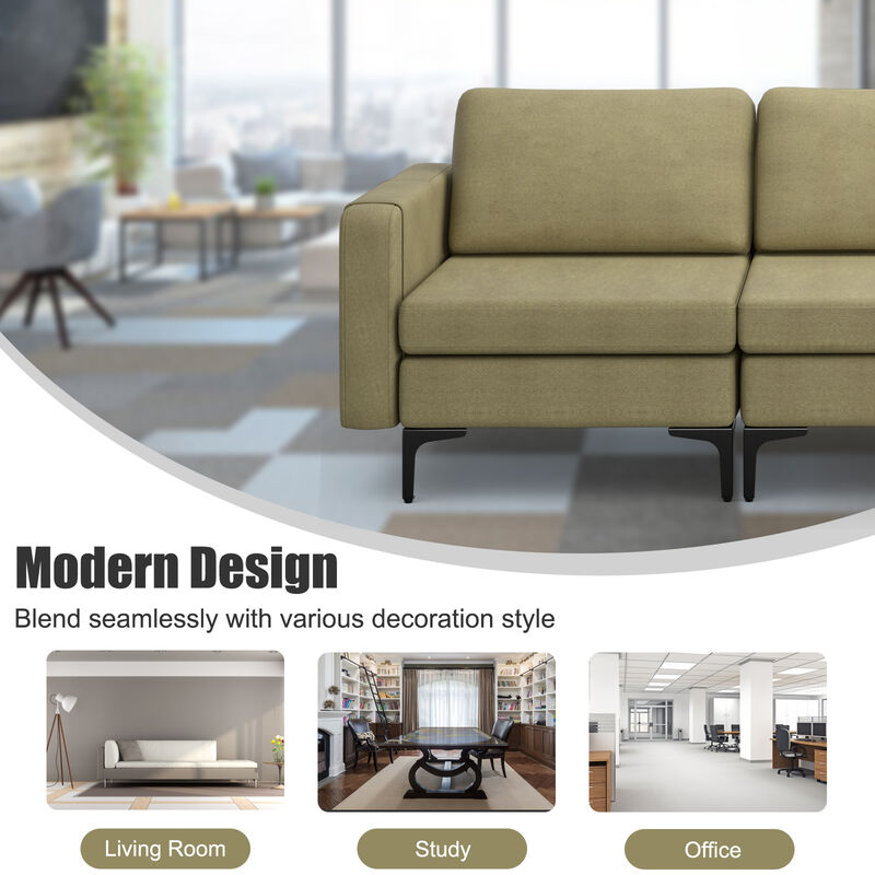 Convertible 3-Seat Sofa Couch with Magazine Pockets and 2 USB Ports for Modern Living Room
