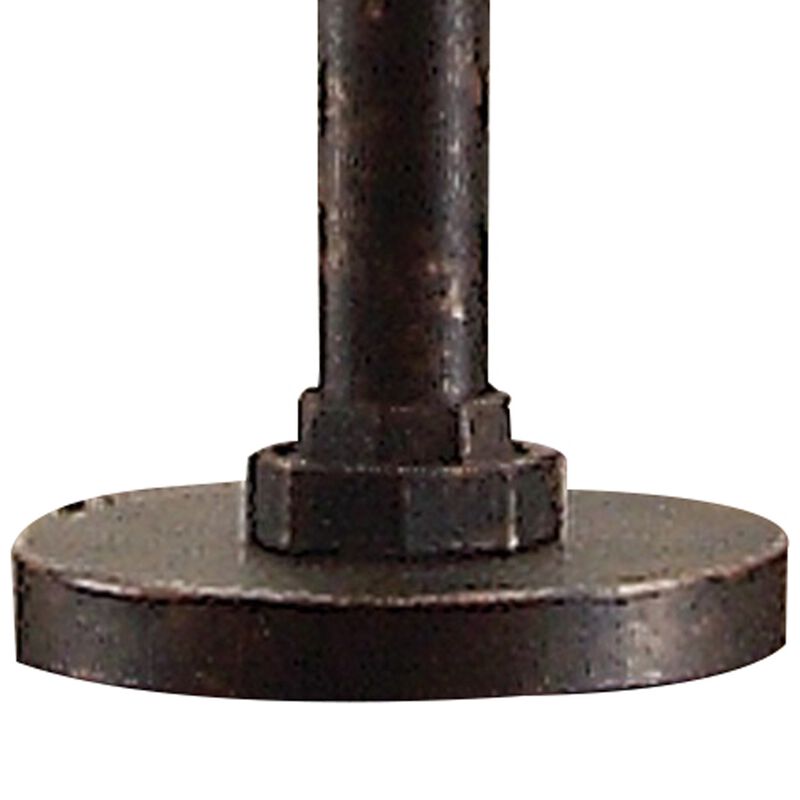 29 Inch Table Lamp, Dome Shade, Industrial Pipe Design, Rustic Bronze-Benzara