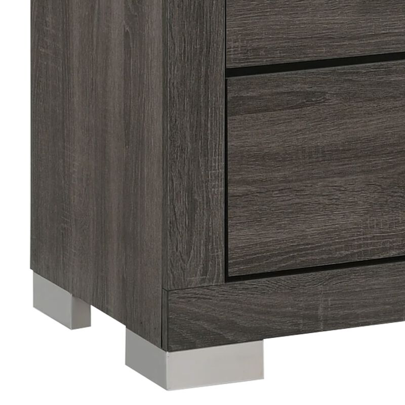 Lola 46 Inch Tall Dresser Chest, 4 Drawers, Metal Bar Handles, Dark Gray