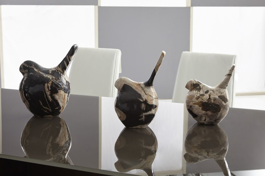 Petrified Wood Birds Set of 3