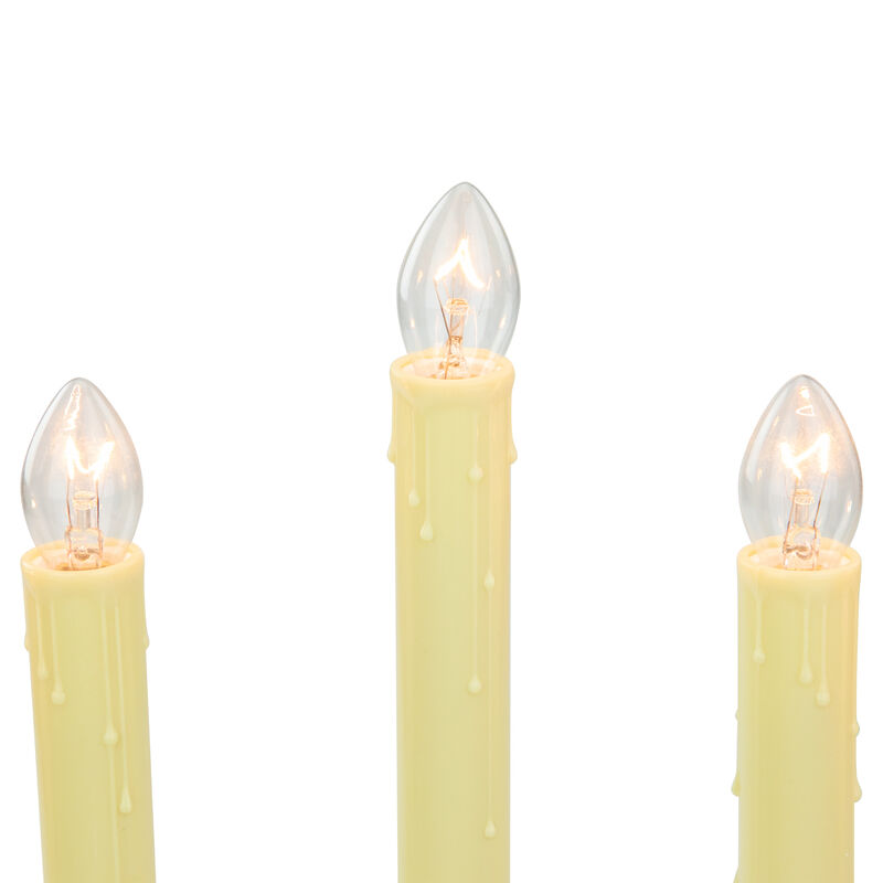 14.5" Ivory 5-Lights Christmas Chandelier on Holly Berry and Bell Base Candle Lamp