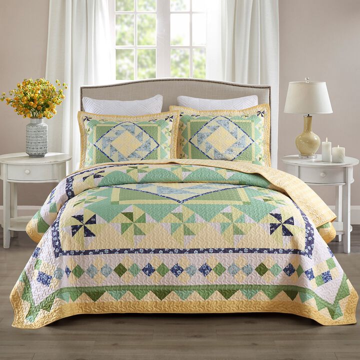 Marcielo 3 Pcs Summer Lightweight Quilt Bedspread Set B197 Queen