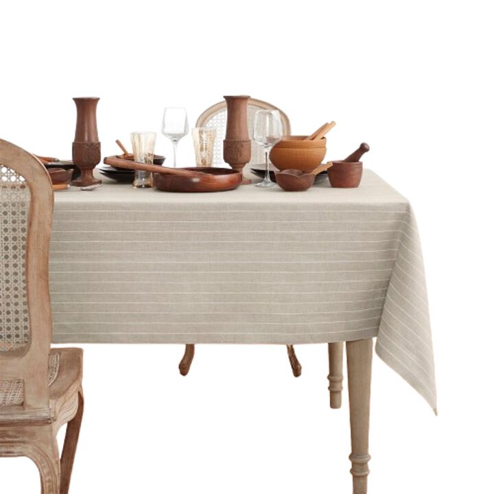 Solino Home 100% Pure Linen Tablecloth | Pinstripe