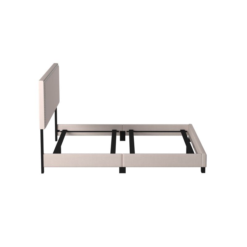 Ivory Upholstered Eastern King Bed-Benzara