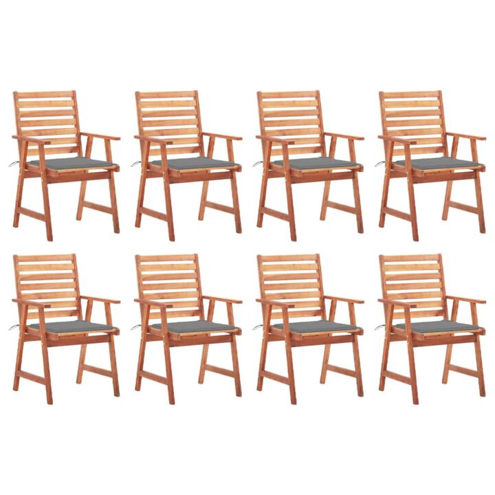 vidaXL Patio Dining Chairs 8 pcs with Cushions Solid Acacia Wood