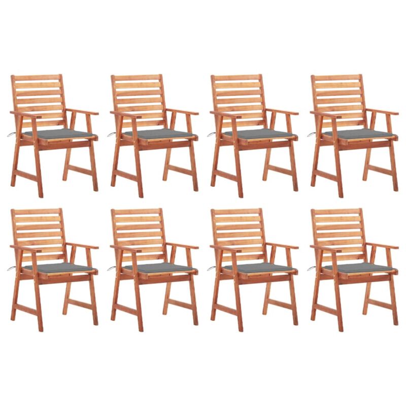 vidaXL Patio Dining Chairs 8 pcs with Cushions Solid Acacia Wood