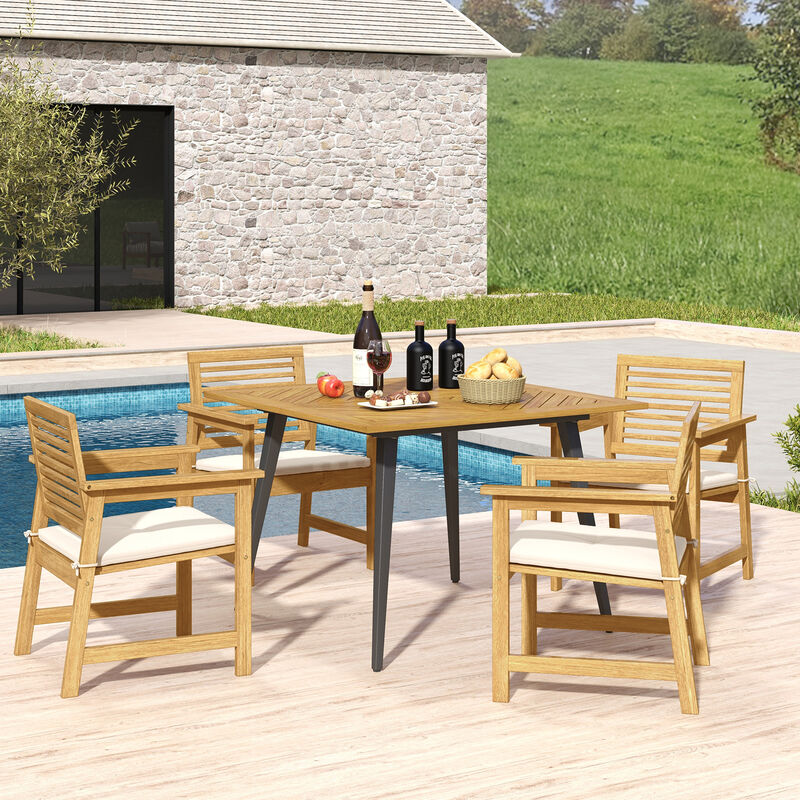 4-Person Acacia Wood Outdoor Dining Table