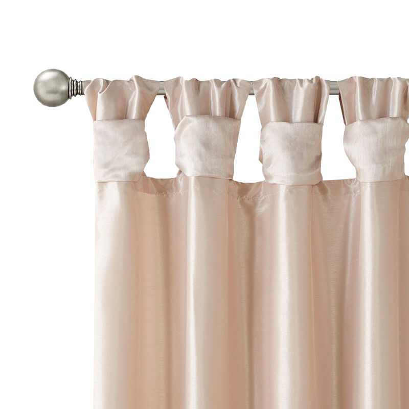 Gracie Mills Elroy Twist Tab Lined Faux Silk Window Curtain Panel - 50x108"