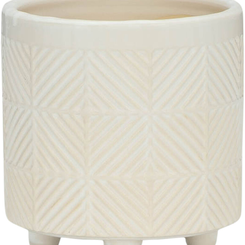 Textured Planters, Shiny White
