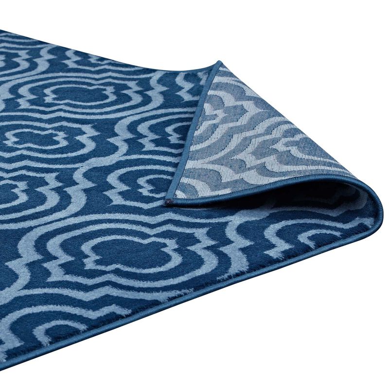 Frame Transitional Moroccan Trellis 8x10 Area Rug - Moroccan Blue amd Light Blue
