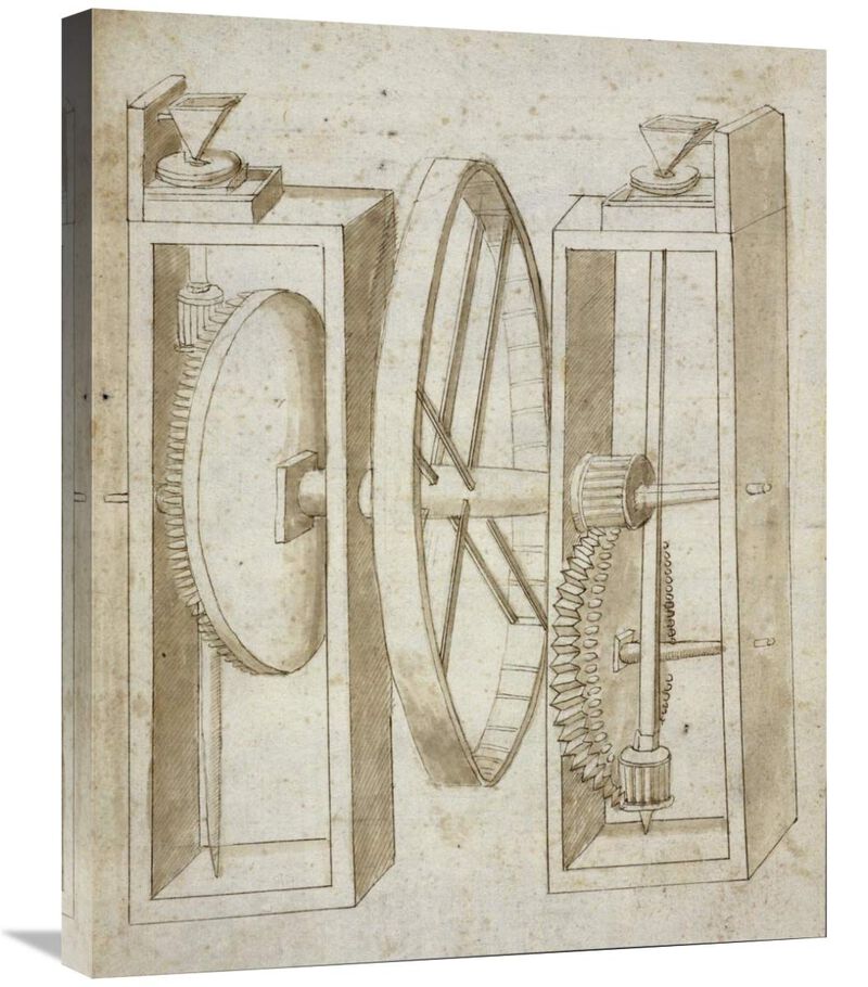 Two mills with wheel between-Canvas Art-22x28