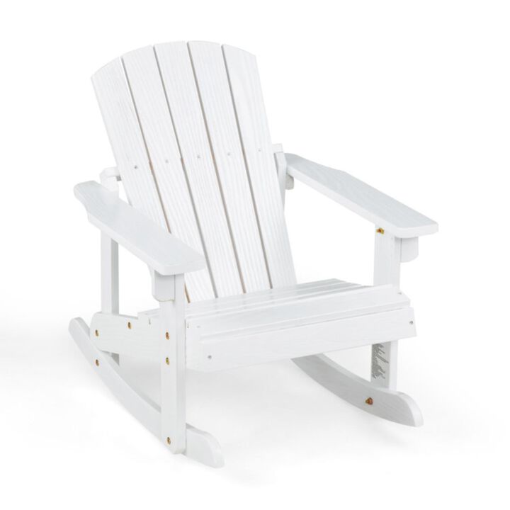 Hivvago Outdoor Wooden Kid Adirondack Rocking Chair with Slatted Seat Hivvago Outdoor Wooden Kid Adirondack Rocking Chair with Slatted Seat
