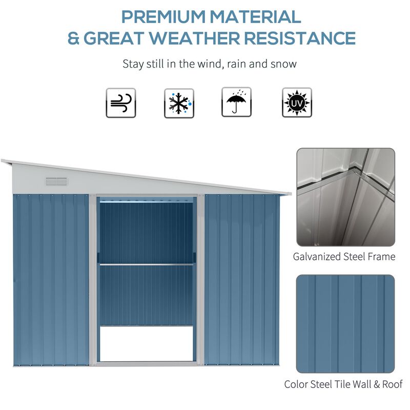 Blue Garden Storage: 11'x9' Shed with Lockable Doors and Air Vents