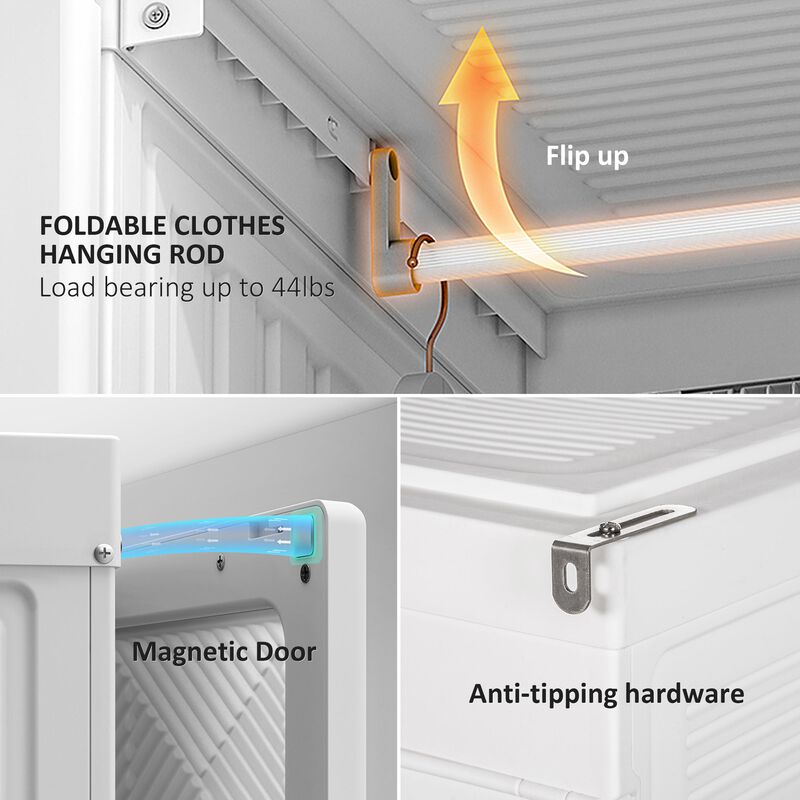 White Clothing Storage: Portable Folding Wardrobe with Magnet Doors