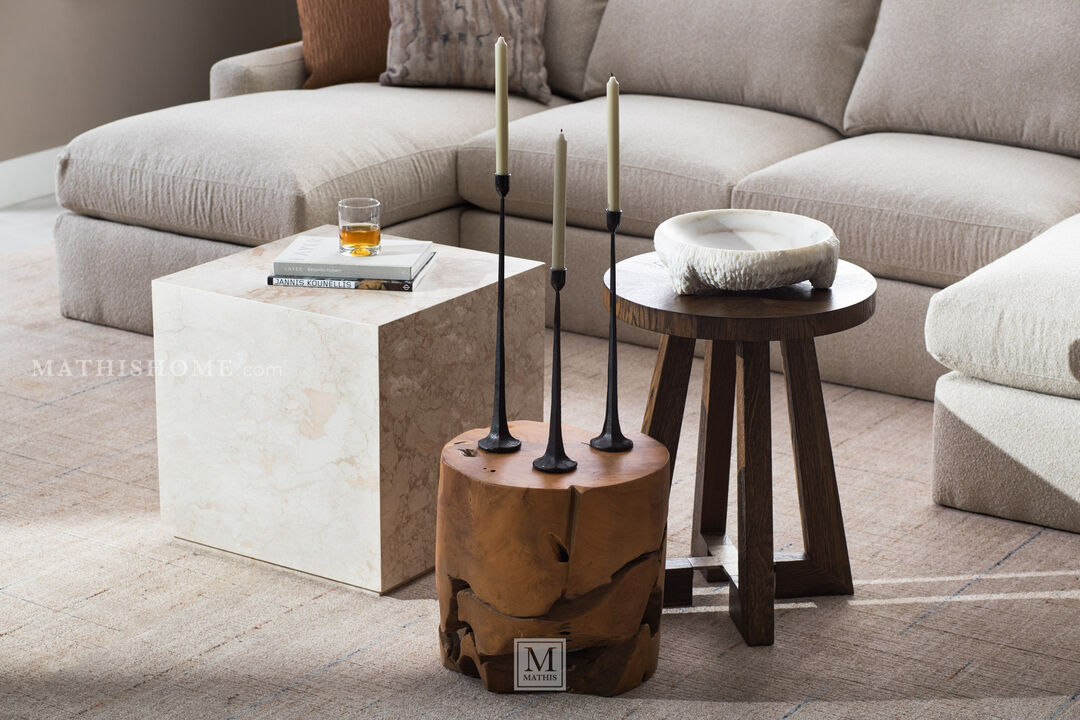 Modern Marble Plinth End Table