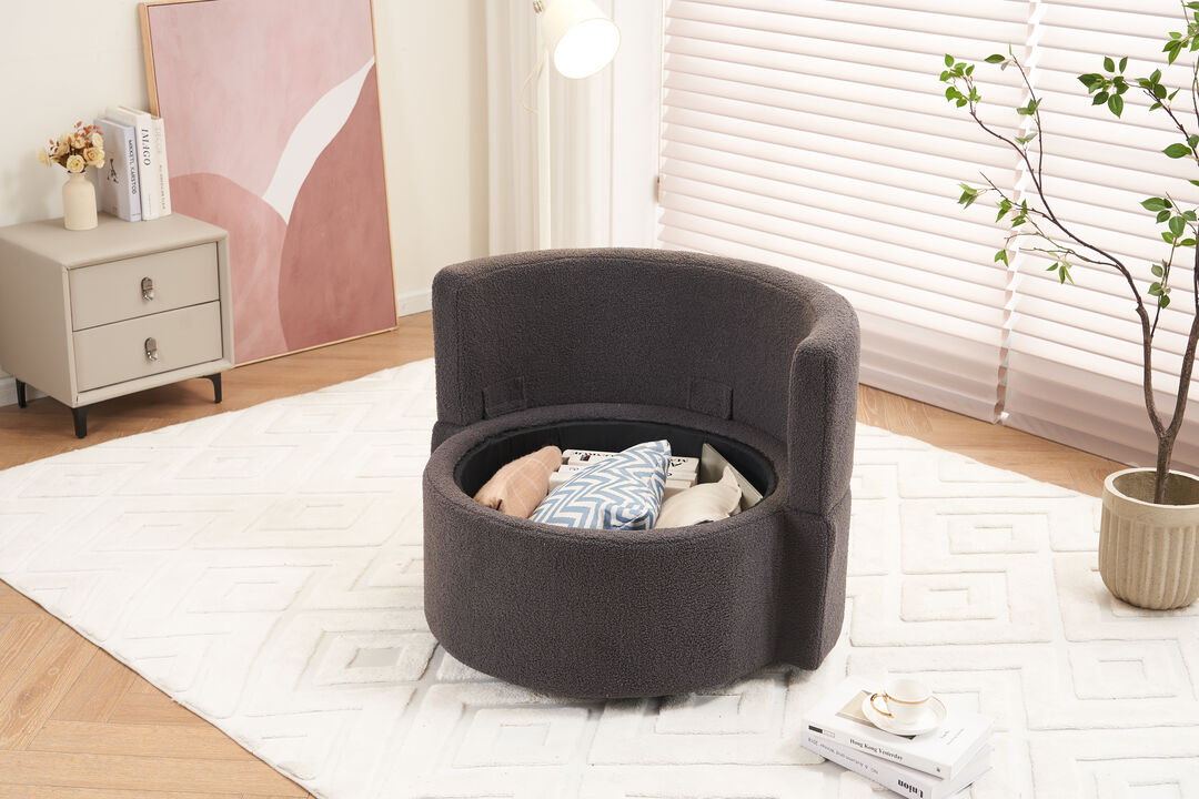 Swivel Storage Chair Comfortable Lounge Seat with Back Cushion for Living Room