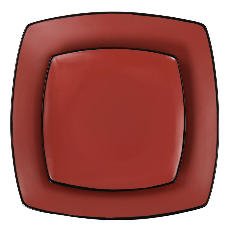 Gibson Elite Soho Lounge 16 Piece Matte Glazed Stoneware Dinnerware Set in Red