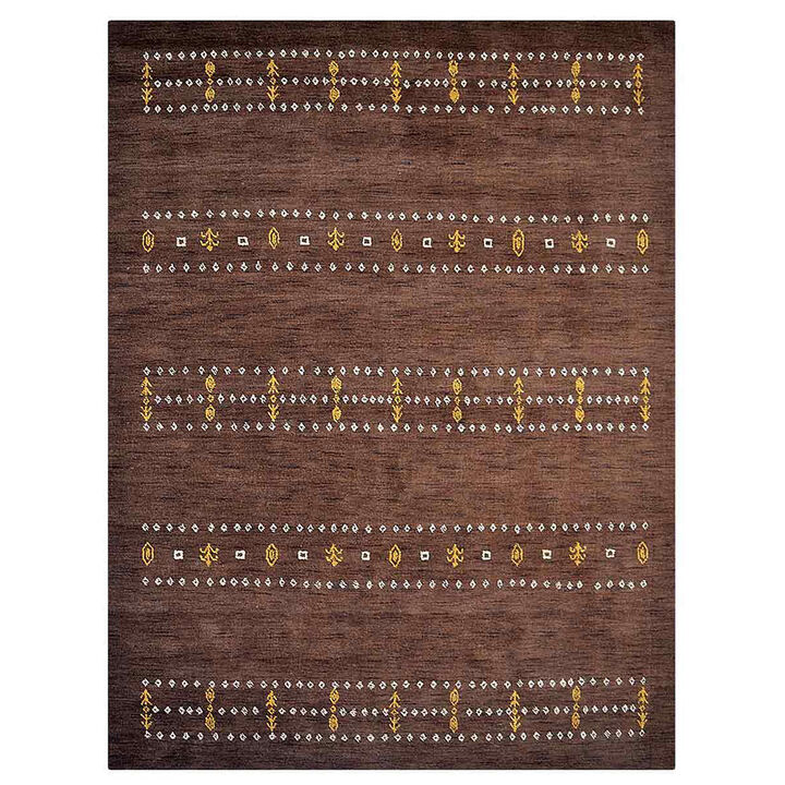 Rugsotic Carpets Hand Knotted Loom Wool 6'x9' Area Rug Contemporary Brown L00588