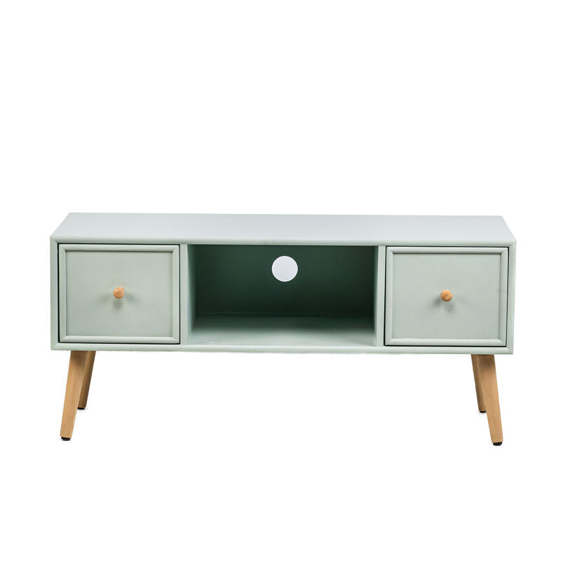 Scandinavian Solid Wood TV Stand with 2 Drawers