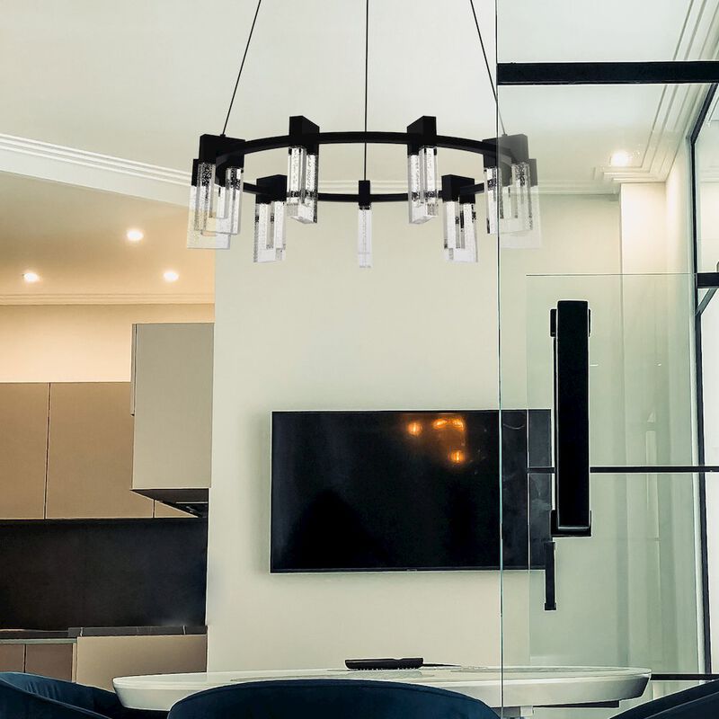 VONN Lighting 9-Light Pendant Lighting Height Adjustable Integrated LED Circular Chandelier