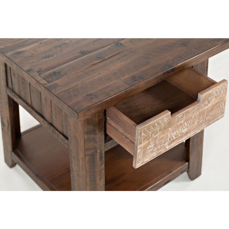 Jofran Painted Canyon Rustic Solid Acacia  End Table
