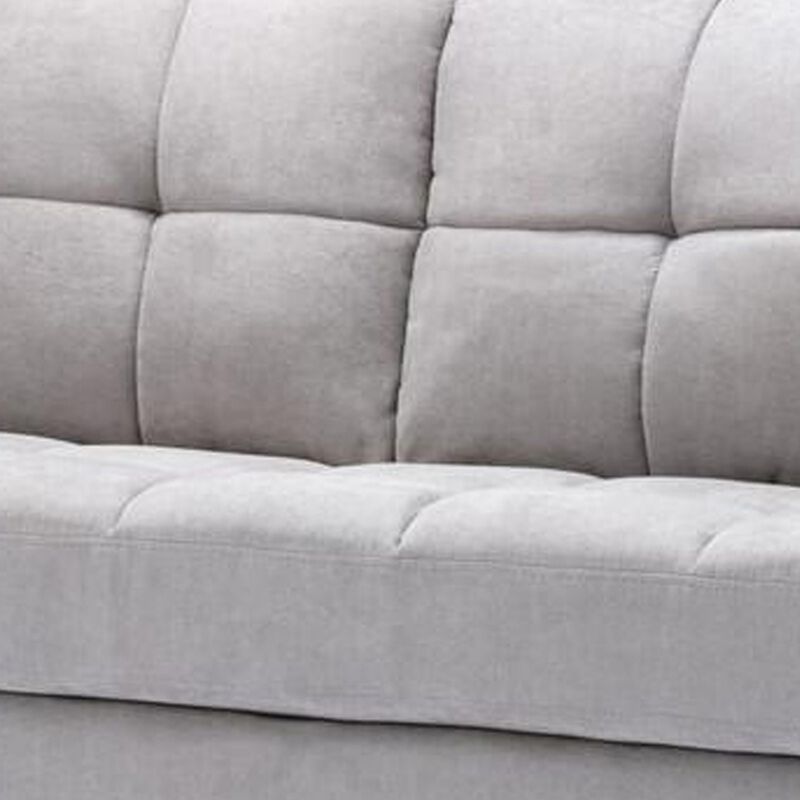 Odin Tufted Cushions, Light Gray Linen Fabric Upholstery-Benzara
