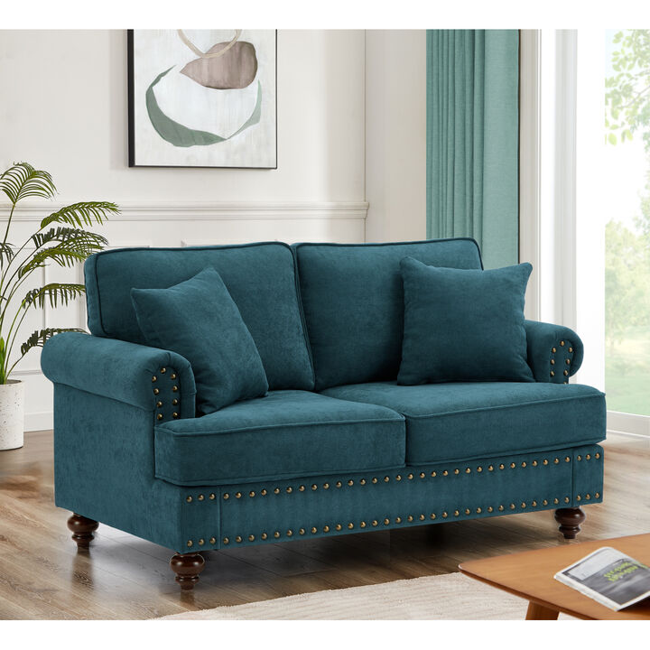 Green Chenille Sofa Couch, 61" Modern Living Room Sectional