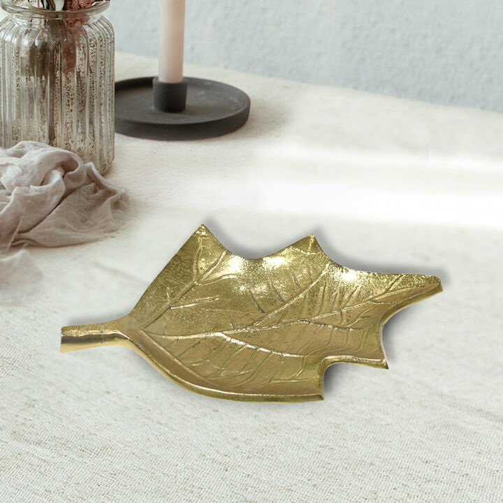 Handmade Decorative Gold Color Coated 8.26 x 5.9 x 0.78 Inches Aluminium Tray 042AB BBH Home'