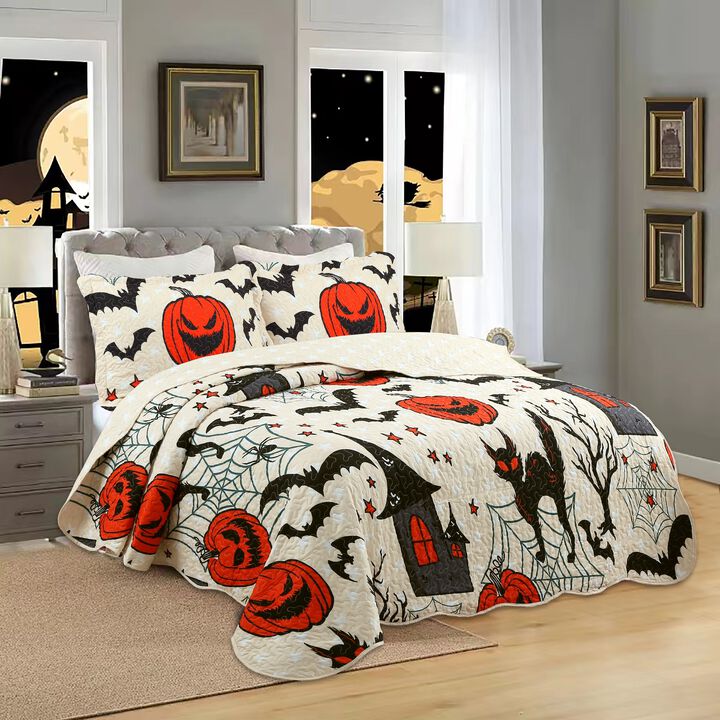 Marcielo Halloween Themed Quilt Bedspread Set Twin