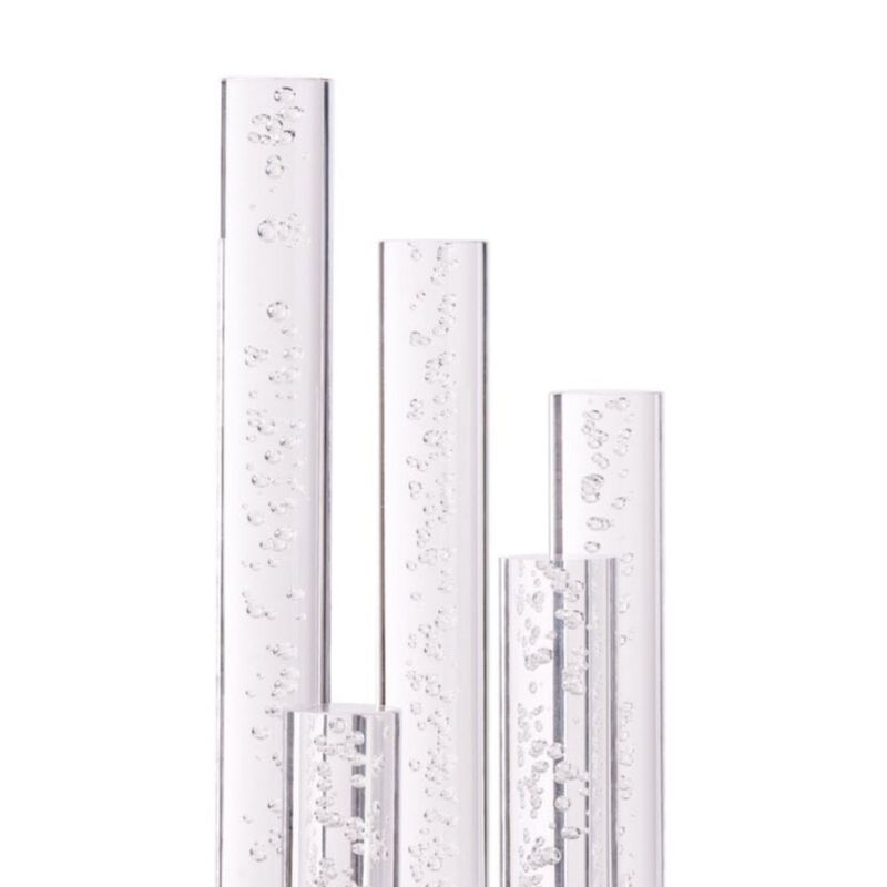 Cylinders Table Lamp Chrome Metal and Acrylic Dimmable LED Light