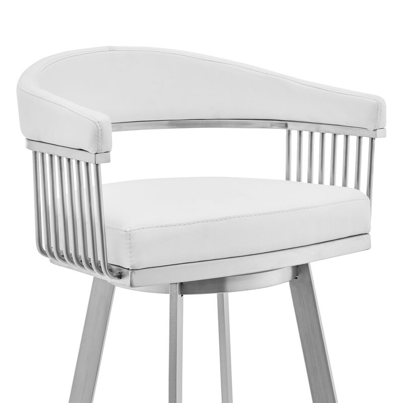 Chelsea Faux Leather and Brushed Stainless Steel Swivel Bar Stool
