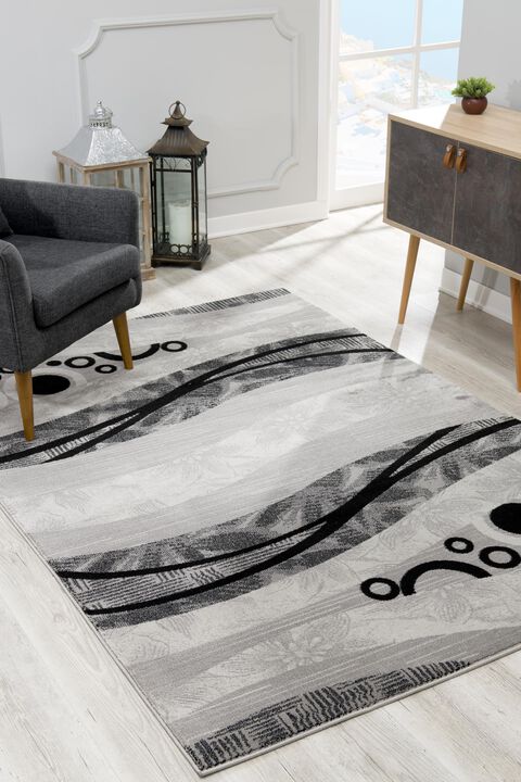 Montage Modern Geometric Grey Black Indoor Area Rug