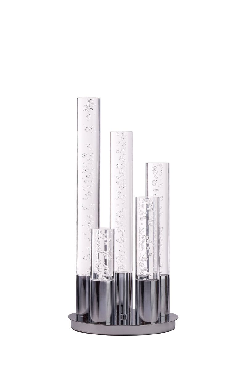 Cylinders Table Lamp Chrome Metal and Acrylic Dimmable LED Light