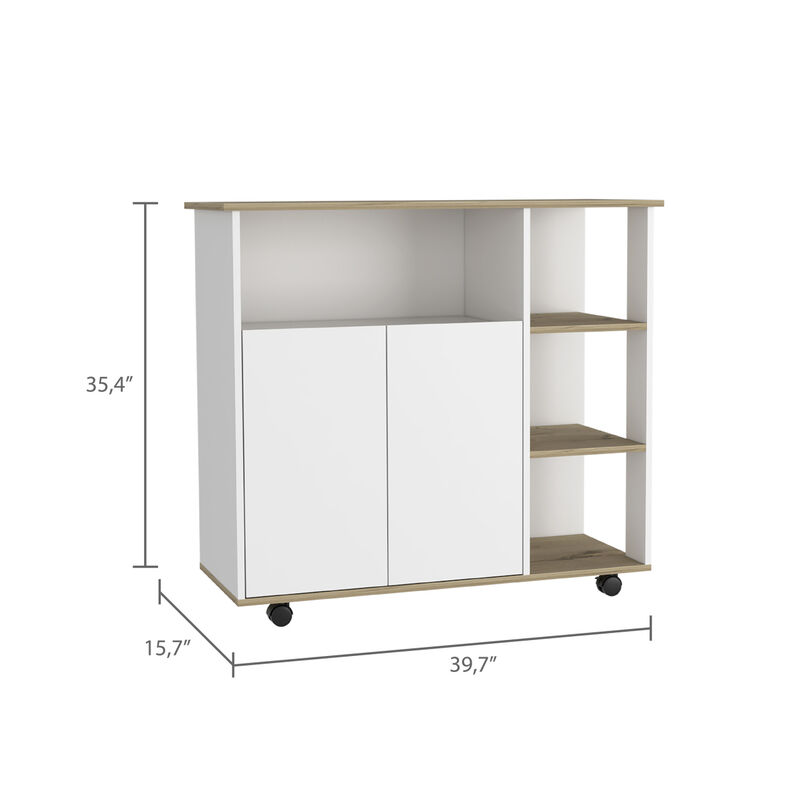 Streamdale Benton 4-Shelf Kitchen Island Light Oak And White