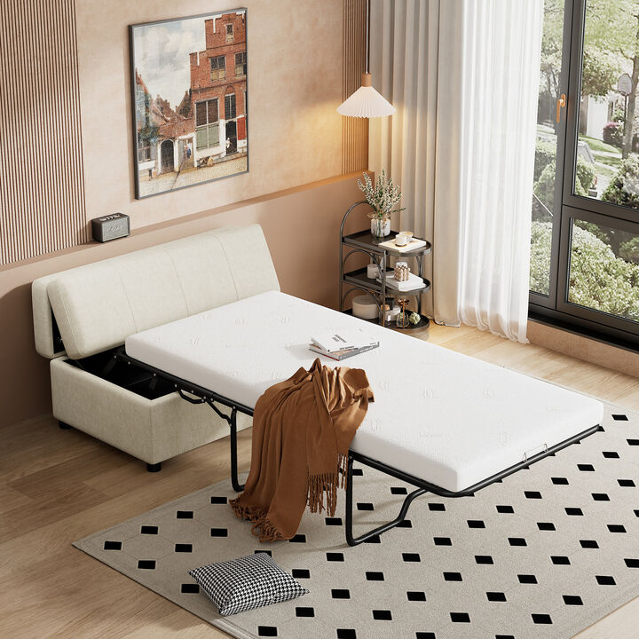 Merax Folding Ottoman Sleeper Sofa Futon with Mattress