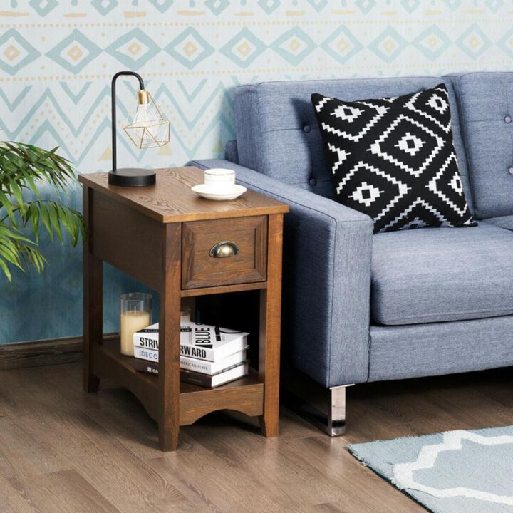 Hivvago Contemporary Chair Side End Table Compact Table with Drawer Nightstand
