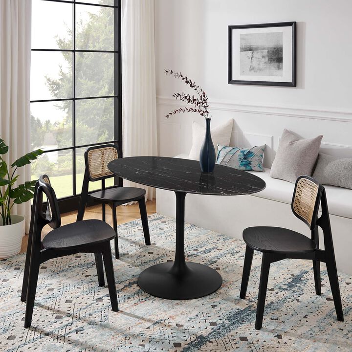 Modway - Lippa 54" Oval Artificial Marble Dining Table Black Black