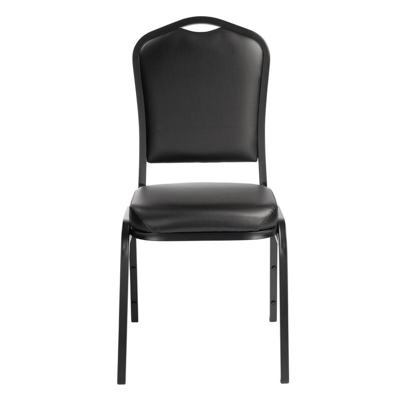 NPS® 9300 Series Deluxe Vinyl Upholstered Stack Chair, Midnight Blue Seat/Silvervein Frame