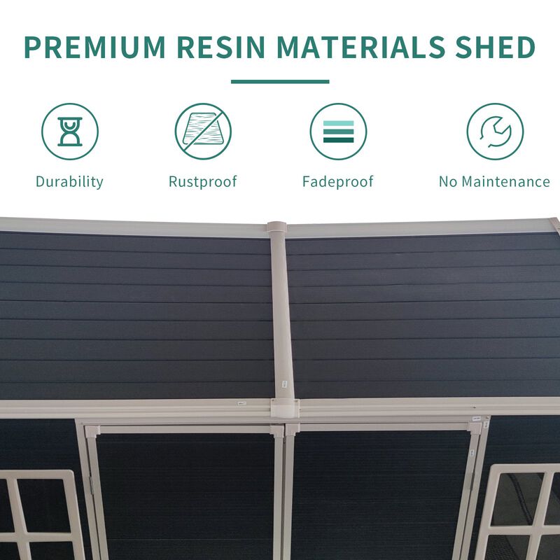 Mondawe 8x4ft Weather-Resistant Resin Galvanized Steel Frame Outdoor Versatile Storage Shed