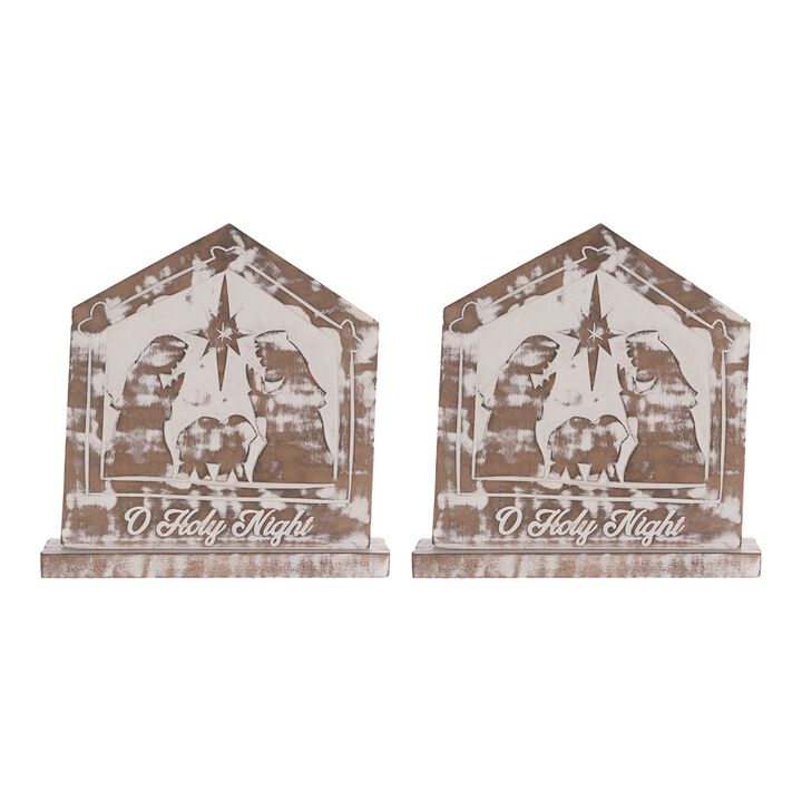 O Holy Night Holy Family (Set of 2) MDF