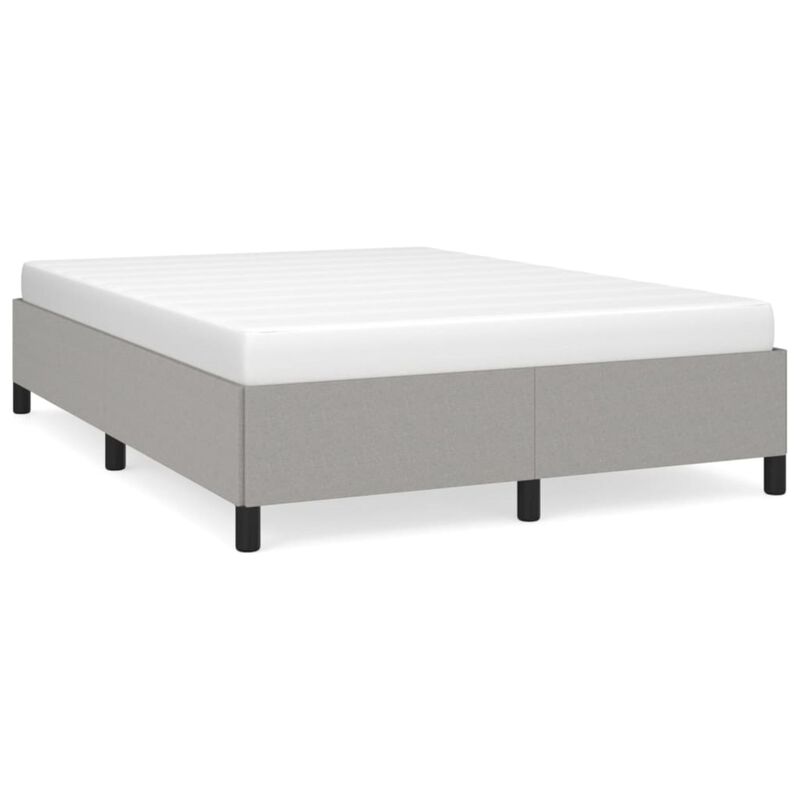 vidaXL Modern Fabric Bed Frame, Full/Double Bed Size, Light Gray - Essential Bedroom Furniture - Suitable for 53.9" x 74.8" Mattress