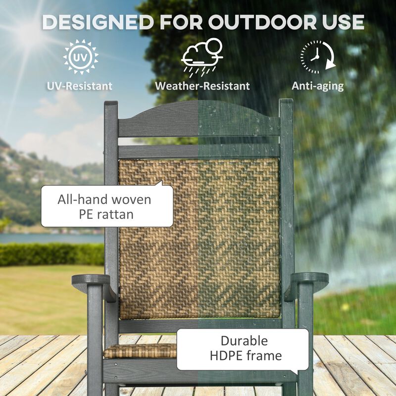 Outdoor Rocking Duo: HDPE Frame Chairs with Padded Seats & PE Rattan