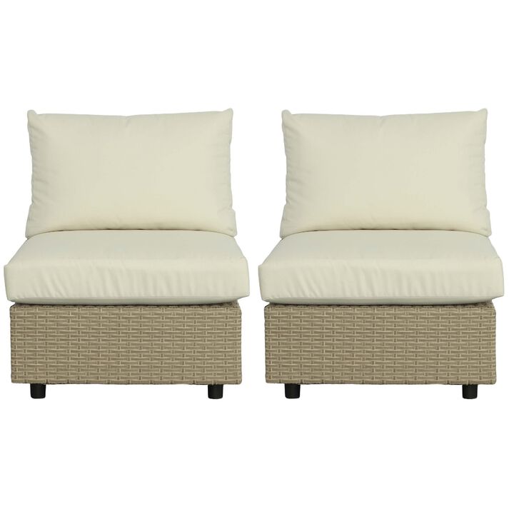 2pc Resin Wicker Outdoor Armless Chairs - 35"
